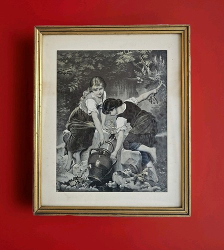 Cadre ancien sous - -verre,, soie