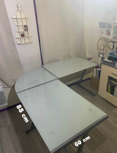 Bureau angle verre - bureau, en