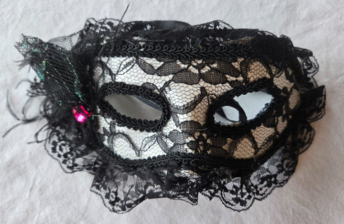 Masque loup noir blanc avec - masque,
