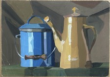 Antique Still Life Original Oil Painting on Paper, Hand Made, Academic Art Piece