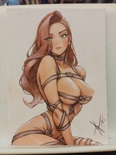 JESSICA RABBIT MOVIES STAR WARS ORIGINAL DRAWING PAINTING SKETCH CARD ACEO  