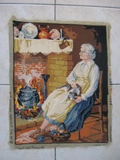 " au coin du feu " 46cmx36cm 3réf4918 tapisserie canevas FINI Paris France