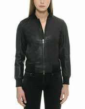 Veste en cuir noir pour femme