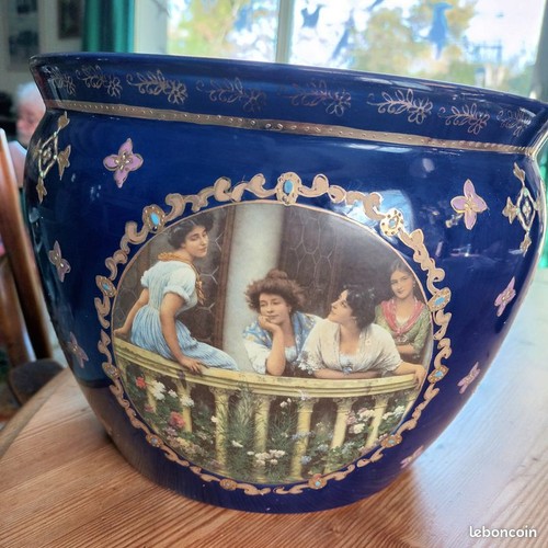 Vase bleu peint eme siecle - bleu,