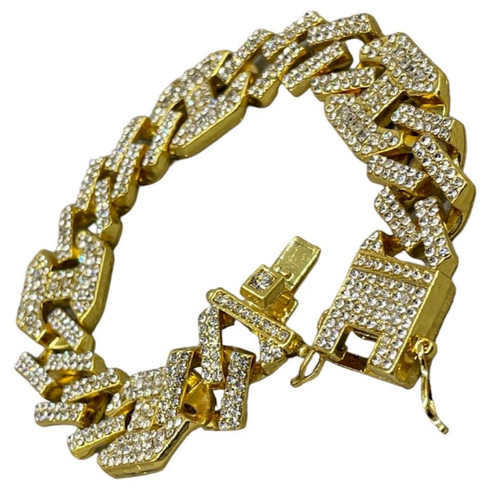 Bracelet cubain doré maille - bracelet,