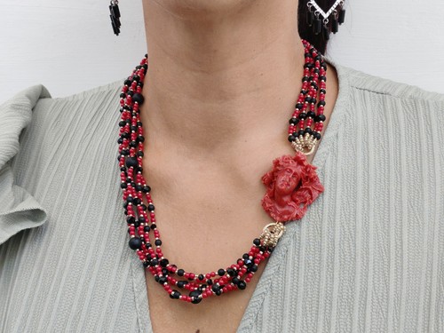 Collier femme corail rouge - femme,