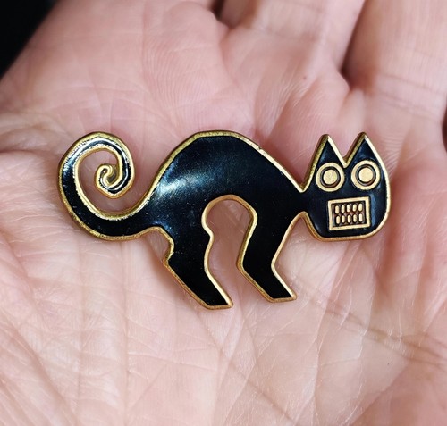 Broche ancienne chat - broche, effrayé
