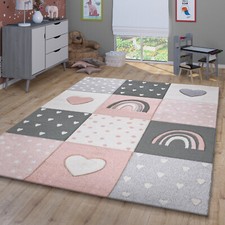 Tapis Chambre Enfant Tapis Enfant Arc-En-Ciel Pois Cœur Tapis Poil Ras Pastel