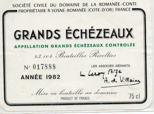Etiquette grands echezeaux - etiquette,