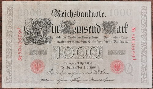 Billet allemagne 1000 mark - allemagne, 21