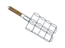 Best Sporting Support d'épi de maïs panier de barbecue barbecue avec poignée en bois 17 x 29 cm, chrome