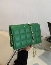 Sac À Main À Bandoulière Vert Kaki En Similicuir Femme Épaules Chainette Doré Or