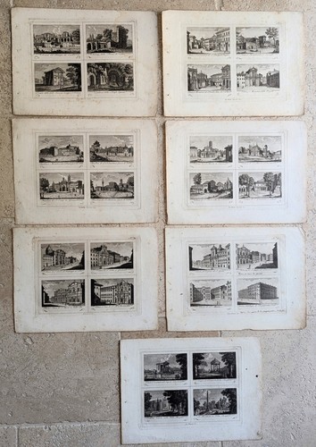 Sept gravures burin vues de - sept,