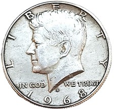 USA : SILVER KENNEDY HALF DOLLAR  1968. 30.6 MM
