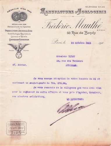 Paris horlogerie mauthe - horlogerie,