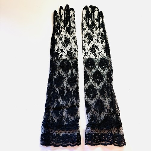 Vtg new black lace - black, gloves