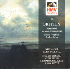 BRITTEN Serenade for Tenor & Horn, Simple symphony PREVIN RATTLE SARGENT  [CD]