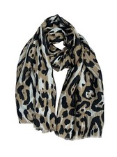 Foulard Léopard noir et taupe