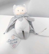 Peluche/Doudou Super Hero Gris Rayé Pois Masque Cape Petit Coeur De Beurre Kaloo