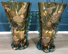 Superbe paire de vases Verres émaillé Art nouveau Auguste Jean Harrach ?