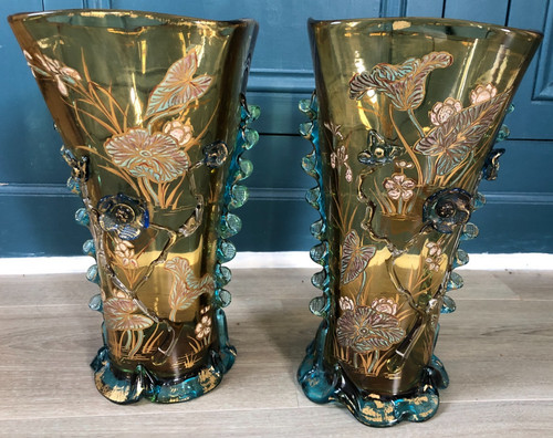Superbe paire vases verres - de,