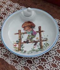 Ancienne assiette à bouillie chauffante porcelaine Chauvigny France avec bouchon