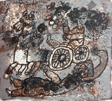 THEO TOBIASSE lithographie On voudrait sortir de l'arène portrait carte de voeux