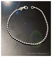 Bracelet Fin Maille Boule Argent Massif 925/000 Bijoux Femme