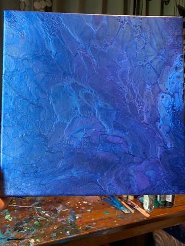 Acrylic poured fluid - acrylic, poured/fluid