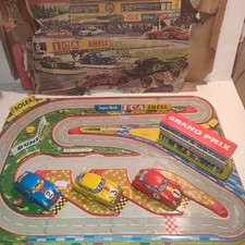 Circuit Tole Technofix Jouet mécanique ancien No 302 avec 3 voitures