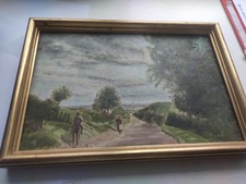 ancien tableau huile sur bois