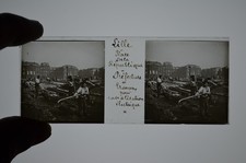 Lille "Pl. République travaux électrification" - plaque de verre positif stéréo