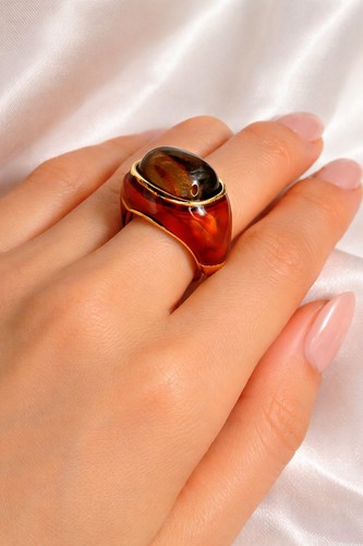 Bague cabochon œil tigre - bague,