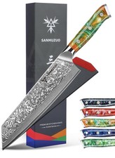 SANMUZUO Couteau Kiritsuke de 22cm - Couteau de Chef en Acier De Damas