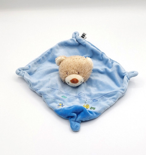 Doudou plat ours beige bleu