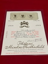 Etiquette vin Mouton Rothschild 1964 Bordeaux Pauillac spécimen - Voir ma liste