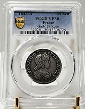 1/4 Ecu  LOUIS XIIII Argent   1643 A   GAD. 139 Rose PCGS  VF 30