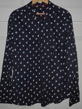 Chemise manches longues pour Noël XL / XXL bleu marine motif père Noël  flocons