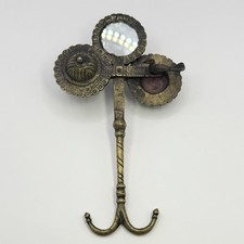 Ancien porte-khol en laiton – motif paon – miroir intégré – Inde vintage