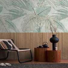 Papier Peint Bambou Panneaux Acoustiques Avec Feuilles De Palmier Et Motif Grand