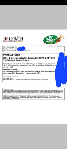 Billets parc astérix 2 - 3,