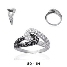 Bague Rhodié T64 Pavé Diamant Cz Bicolore Argent Massif 925 Dolly-Bijoux