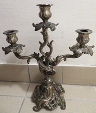 CANDELABRE CHANDELIER 3 FEUX ART NOUVEAU orfèvrerie Christofle métal argenté