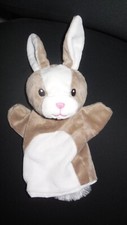 doudou peluche marionnette lapin blanc beige marron GOKI