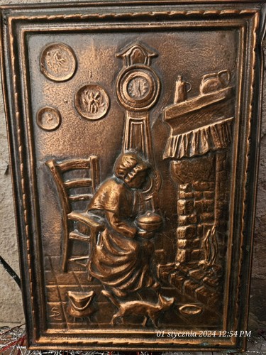 Ancien tableau cuivre grand - ,