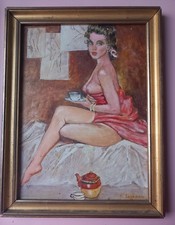 Pin glamour vintage huile - pin-up,