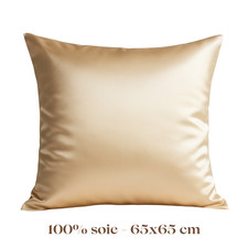Taie d’oreiller soie de mûrier 22 Momme 65x65 – Champagne – Soin peau et cheveux