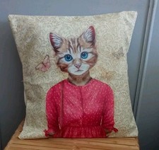 Housses de coussins mettant en scène des chats en simili cuir Fait Main 