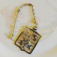 Rare Porte Clé Ancien en Argent massif armoirie Poinçon crabe chat serpent arbre