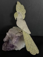 Oiseau cacatoès en pierre dure sculpté/7494V8